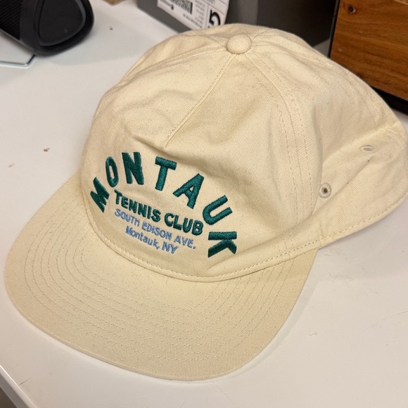 ANTHROPOLOGIE NWOT Cream Montauk Tennis Club Cap Flat Brim - Picture 4 of 6